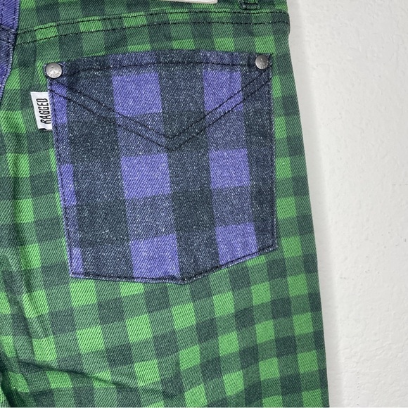 The Ragged Priest Jeans Hyde Straight Leg Split Check Print Green Purple SZ 26 - Picture 10 of 14